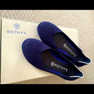 ROTHYS Retired White Halo Navy Blue Flats Sz 8.5
